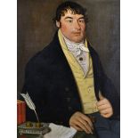 Early 19th Century English School. Portrait of as Seated Man, Wearing a Black Coat, with a White