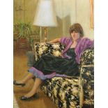 Edward Dawson (1941- ) British. Portrait of Caroline Vroom, Seated in an Interior, Oil on Canvas,