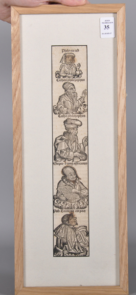 16th Century German School. Study of Philosophers, Engraving, 13" x 2.25". - Image 2 of 3