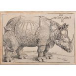After Albrecht Durer (1471-1528) German. Study of a Rhinoceros, Ink, bears a monogram and