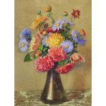 Gertrude E... Demain Hammond (1862-1953) British. Still Life of Flowers in a Glass Vase,