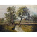 P... Hulty (19th - 20th Century) British. A River Landscape, Oil on Canvas, Signed, 6" x 8",