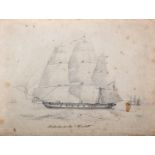 G... O... H... (19th Century) Dutch. "Nederlandiche Korvet", Pencil, Signed with Initials and