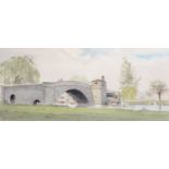 David Abbey (20th - 21st Century) British. "Halfpenny Bridge, Lechlade", Watercolour, Signed,