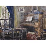 Attributed to George Hooper (1910-1994) British. Interior of a Drawing Room, with an Upright