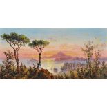 Late 19th Century Italian School. A Mediterranean Coastal Scene, Oil on Panel, Unframed, 4.25" x 8.