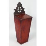 AN 18TH CENTURY OAK CANDLE BOX with lift up flap. 19ins high.