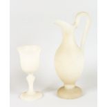 A CLASSICAL WINE JUG, 13ins high, and a GOBLET (2).