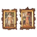 A GOOD PAIR OF 19TH CENTURY CONTINENTAL PORCELAIN PLAQUES of young ladies. 6ins x 4ins, 15cms x