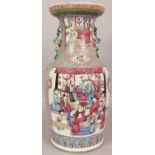 A LARGE 19TH CENTURY CHINESE CANTON FAMILLE ROSE PORCELAIN VASE, painted with various figural panels