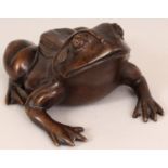 A JAPANESE BRONZE MODEL OF A FROG, 8.25in long & 4in high.