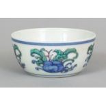 A SMALL CHINESE DOUCAI PORCELAIN BOWL, the base with a six-character Chenghua mark, 2.7in diameter &