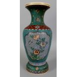 A LARGE SIGNED JAPANESE TOTAI CLOISONNE ON EARTHENWARE VASE, circa 1900, decorated with two shaped
