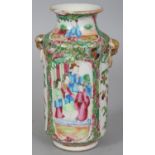 A 19TH CENTURY CHINESE CANTON PORCELAIN VASE, painted in typical palette with figural and floral