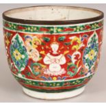 A CHINESE THAI MARKET BENCHARONG PORCELAIN BOWL, circa 1800, the sides painted with repeated