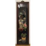 AN UNUSUAL 19TH/20TH CENTURY HARDWOOD FRAMED CHINESE FABRIC & SILK PICTURE, decorated in elaborate