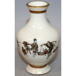 A SMALL JAPANESE MEIJI PERIOD SATSUMA EARTHENWARE VASE, probably by Kinkozan, painted with a