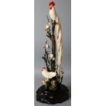 A LARGE FINE QUALITY SIGNED JAPANESE MEIJI/TAISHO PERIOD STAINED IVORY GROUP OF A LONG TAILED