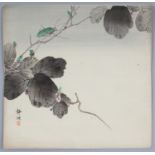 ANOTHER EARLY 20TH CENTURY SIGNED JAPANESE SURIMONO WOODBLOCK PRINT, depicting a locust on a leafy