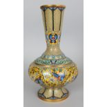 A 20TH CENTURY CHINESE CLOISONNE VASE, the bulbous sides decorated with a band of butterflies and