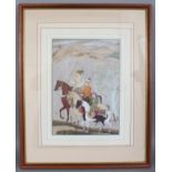 A FRAMED PERSIAN SUBJECT PRINT, depicting a group of riders, the frame 22.9in x 18.3in.
