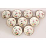 A GROUP OF NINE 18TH CENTURY CHINESE QIANLONG PERIOD FAMILLE ROSE PORCELAIN PLATES, each painted