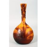 A GOOD GALLE CAMEO BOTTLE VASE. Cameo signature Galle. 6ins high.