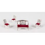A .925 SILVER SETTEE and THREE ARMCHAIRS (4).