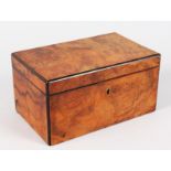 A WALNUT THREE DIVISION STATIONERY BOX. 8ins wide.