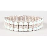 A GOOD SILVER, OPAL AND CUBIC ZIRCONIA TENNIS BRACELET.