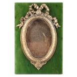 A SUPERB "FABERGE" GREEN JADE AND SILVER PHOTOGRAPH FRAME. 5.5ins high.