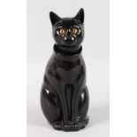 A RARE COPELAND SPODE BLACK POTTERY SEATED CAT with nodding head. Printed Spode mark. 12.5ins high.