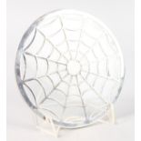 A SPIDERS WEB SILVER AND GLASS CIRCULAR TEAPOT STAND. Birmingham 1937.