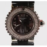 A SUPERB LADIES OR GENTS CHAUMET, PARIS DIAMOND MOUNTED WRISTWATCH with original strap, Watch No.