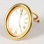 A GOOD CARTIER OVAL EASEL QUARTZ CLOCK, No. 890800215. 3.5ins high.