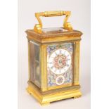 A SUPERB 19TH CENTURY FRENCH BRASS CARRIAGE CLOCK with repeat action and alarm, the front with
