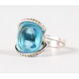 A LARGE 18CT WHITE GOLD AQUAMARINE RING. Provenance: Philippe Lacrosse.