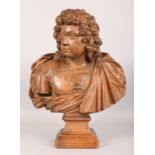AFTER ANTOINE COISEVOX A GOOD TERRACOTTA BUST OF A FRENCH NOBLEMAN. Signed and dated 1647. No.