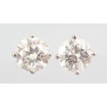 A VERY GOOD PAIR OF 18CT WHITE GOLD LARGE DIAMOND STUD EARRINGS, 4.2CTS.