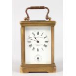 A SMALL 19TH CENTURY FRENCH BRASS CARRIAGE CLOCK by LEROY & FILS, 25 AVENUE DE L'OPERA, PARIS,