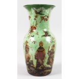 A GEORGIAN INTERIOR PAINTED GLASS VASE with Chinese design. 9.5ins high,