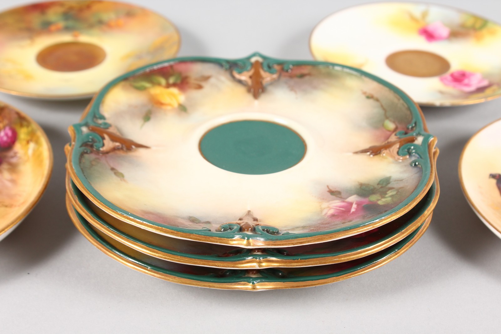 SEVEN VARIOUS ROYAL WORCESTER SAUCERS. - Image 4 of 4