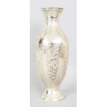 A CHINESE SILVER-METAL VASE, possibly made for the Straits Chinese market, unmarked, weighing 560gm,