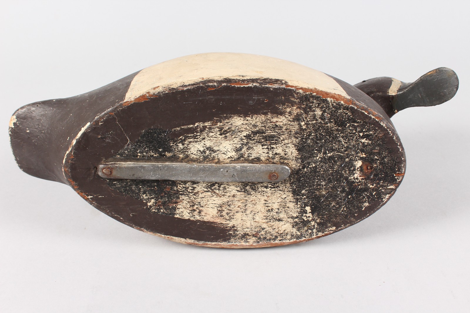 A PAINTED DECOY DUCK with lead weight. 14ins long. - Image 3 of 3
