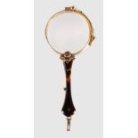 A GOOD SMALL FRENCH TORTOISESHELL LORGNETTE.