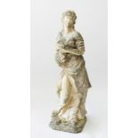 A GOOD LARGE COMPOSITION FIGURE OF A CLASSICAL LADY standing holding a garland of flowers. 3ft 11ins