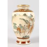A JAPANESE SATSUMA VASE decorated with a procession. 6ins high.