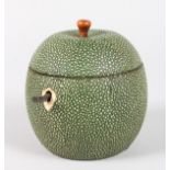 A SHAGREEN APPLE SHAPED TEA CADDY. 4.5ins high.