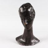 AFTER W. LEHMBRUCK BRONZE HEAD OF A YOUNG WOMAN. Signed W. LEHMBRUCK. Foundry Stamp. 3/6. 38cms