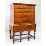A GOOD 18th CENTURY WALNUT STRAIGHT FRONT CHEST, the top with three small and three long drawers